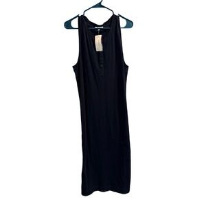 EVEREVE Black Sleeveless Button Front Midi Dress Women's Size Large